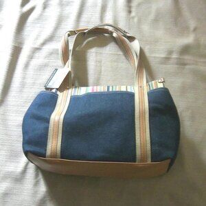 Strada ~ denim blue + stripe canvas shopper / tote ~ summer / beach / vacation